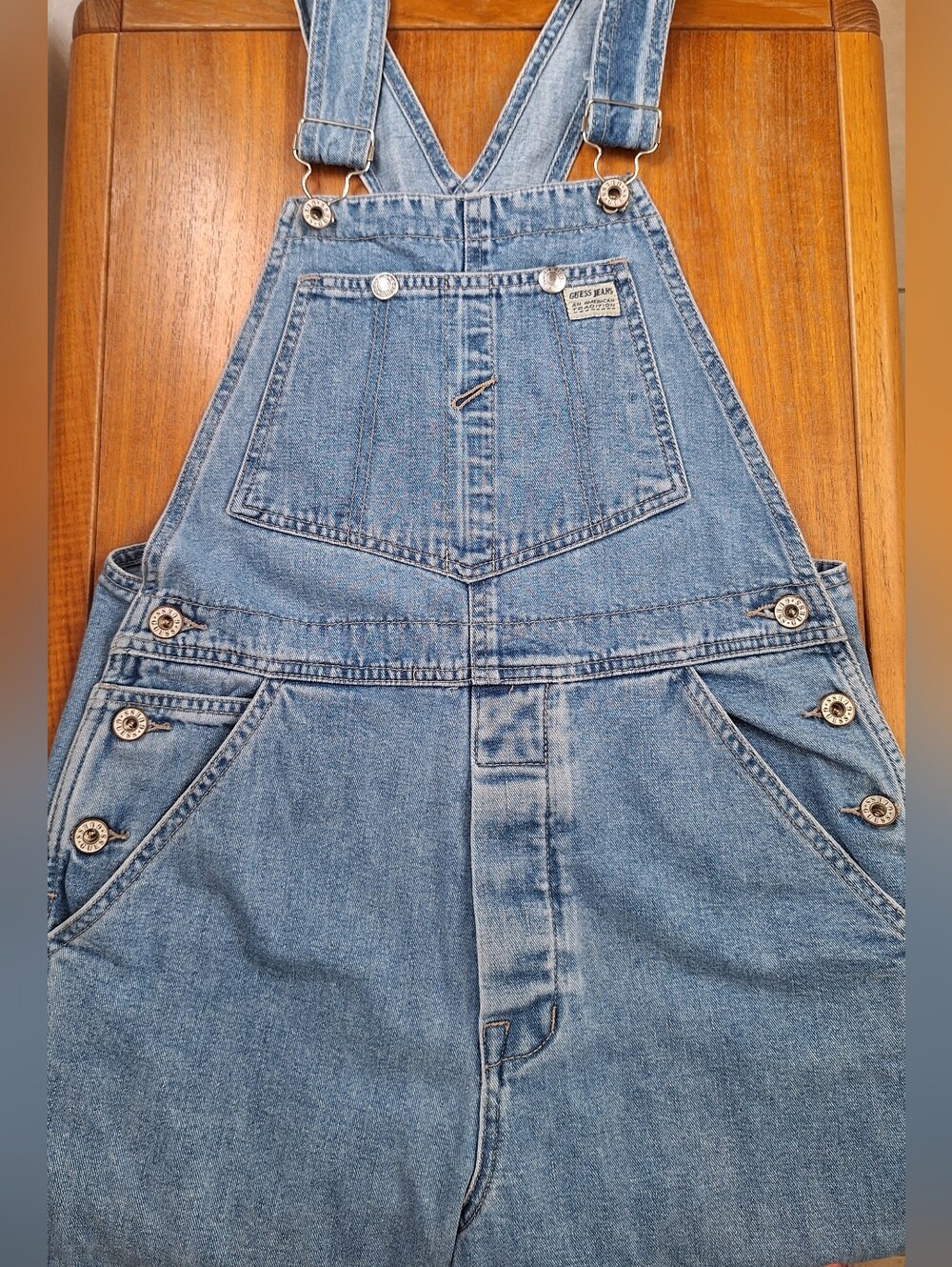 Vintage Guess Wide Leg Overalls 80s Bib Carpenter Cargo Jeans Hip Hop Womens S